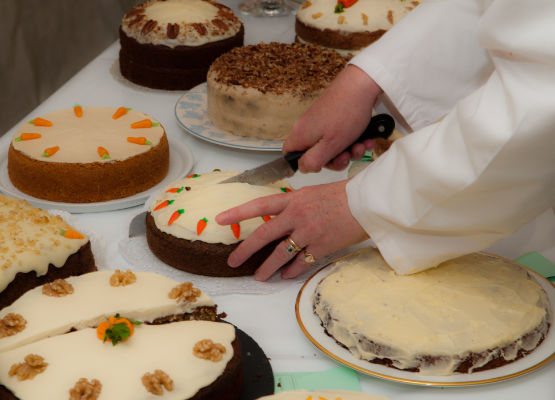 Photo of some cakes show in the industrial tent at the Dalston Show