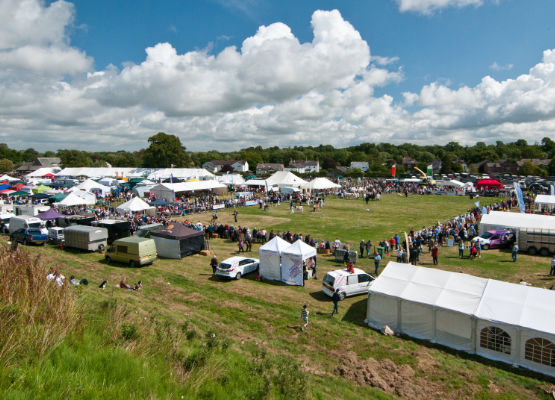 Photo of the 2022 Dalston Show showing the show field and trade tents